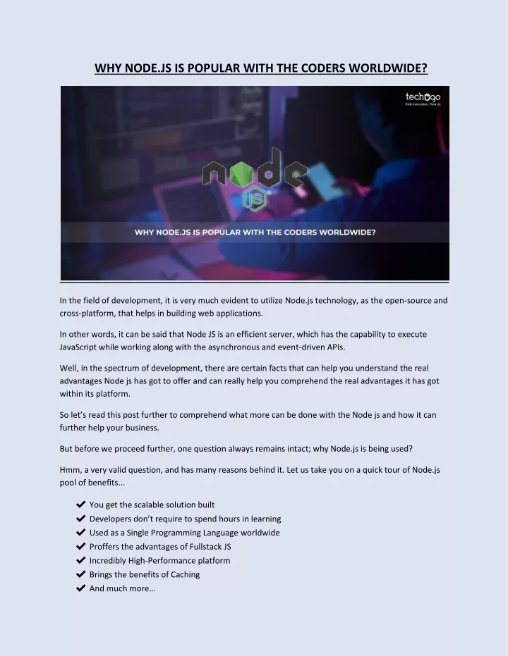 why node js is popular with the coders worldwide