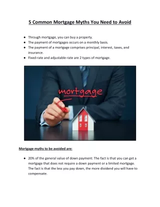5 Common Mortgage Myths You Need to Avoid