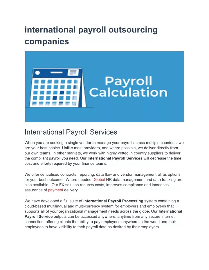 international payroll outsourcing companies
