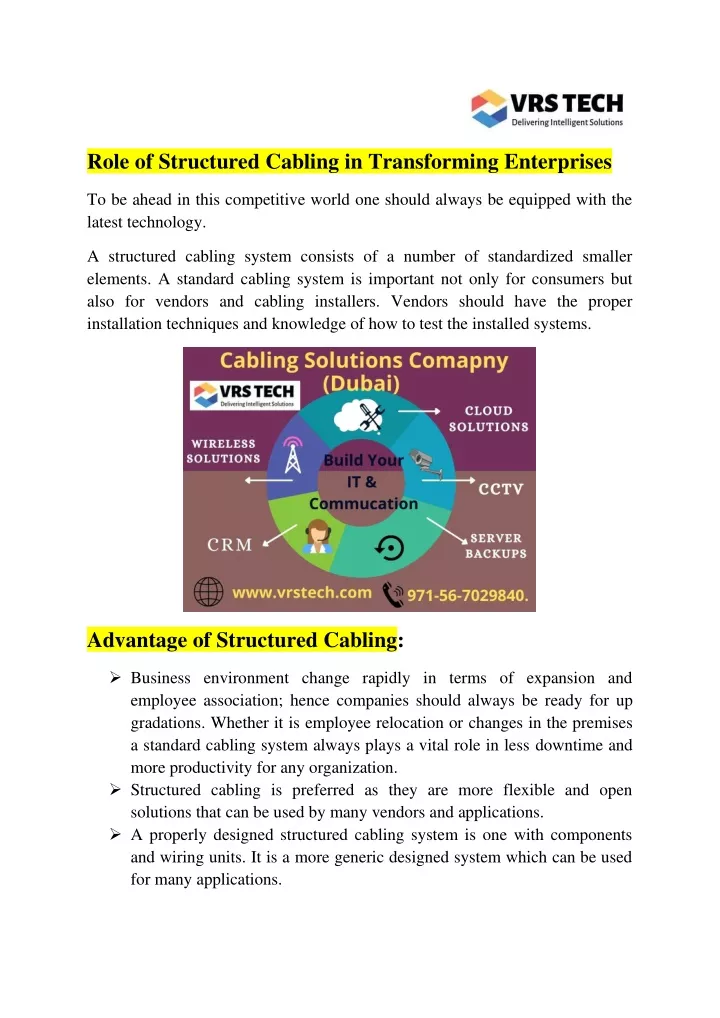 role of structured cabling in transforming