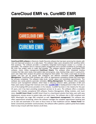carecloud emr vs curemd emr