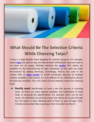What Should Be The Selection Criteria While Choosing Tarps-converted