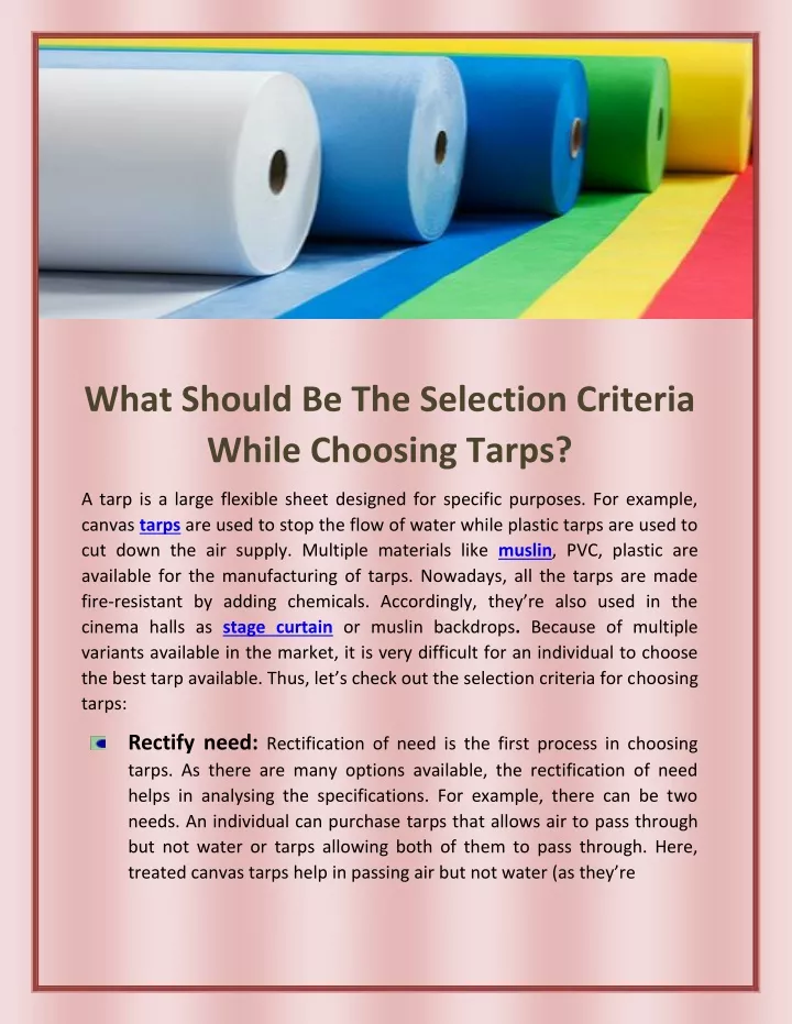 what should be the selection criteria while