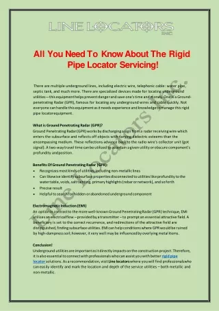 all you need to know about the rigid pipe locator servicing