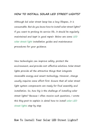 how to install solar led street lights