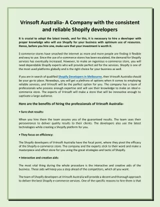vrinsoft australia a company with the consistent