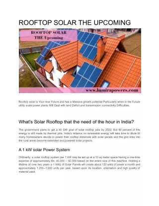 ROOFTOP SOLAR THE UPCOMING