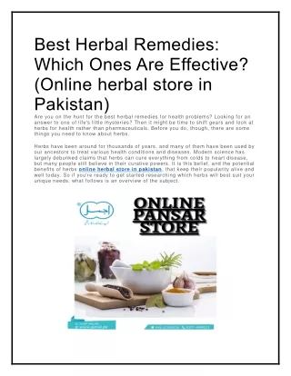 Online herbal store in Pakistan