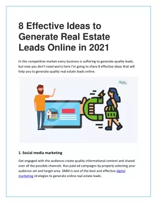 Effective Ideas to Generate Real Estate Leads Online in 2021