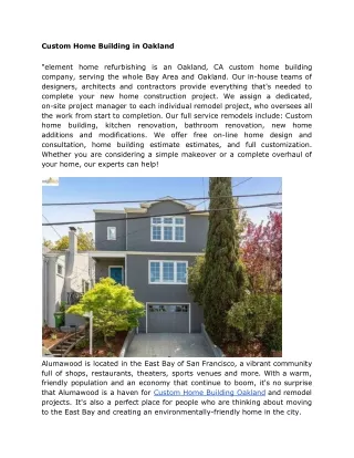 custom home building in oakland