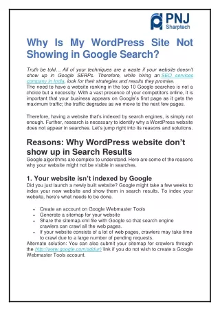 why is my wordpress site not showing in google
