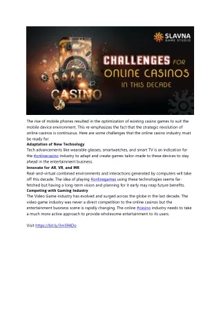 Challenges for Online Casinos in the  Decade-converted