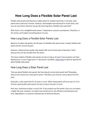 How Long Does a Flexible Solar Panel Last