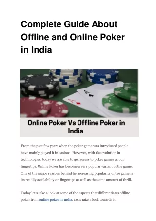 complete guide about offline and online poker