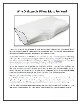 why orthopedic pillow must for you