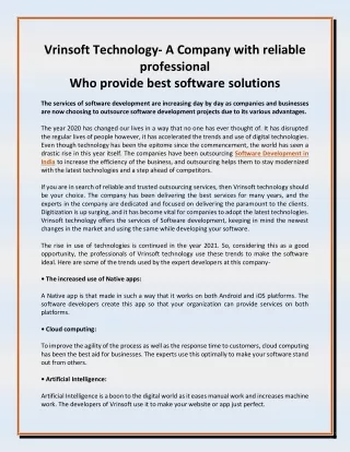 vrinsoft technology a company with reliable