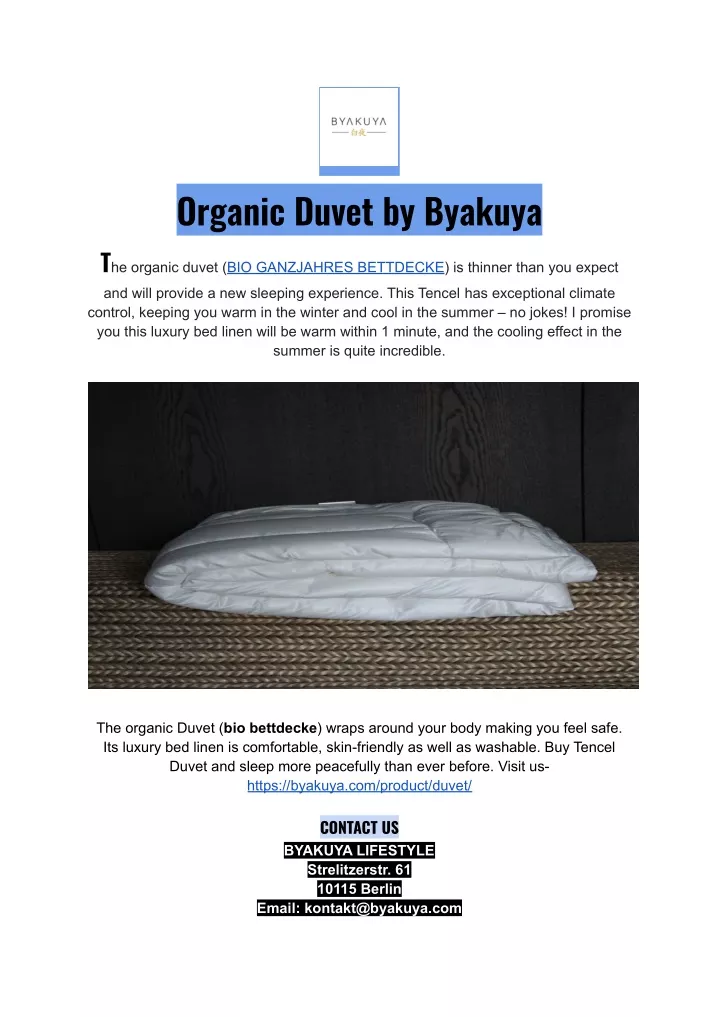 organic duvet by byakuya t he organic duvet