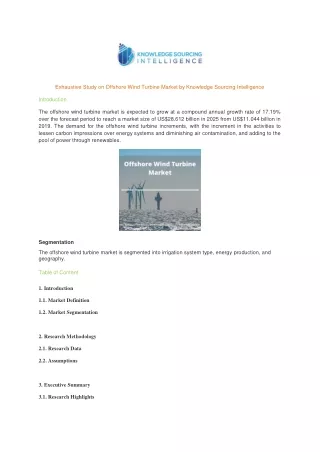exhaustive study on offshore wind turbine market