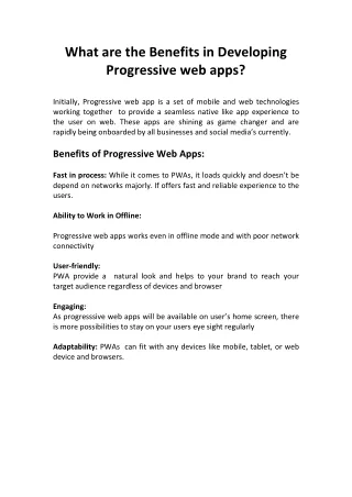 what are the benefits in developing progressive
