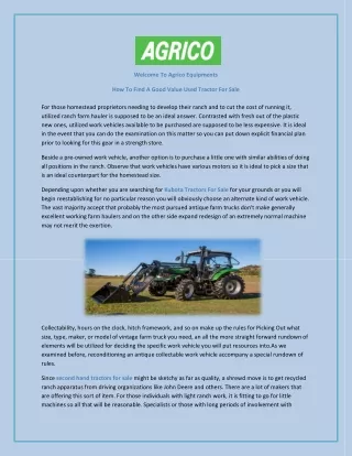 How To Find A Good Value Used Tractor For Sale