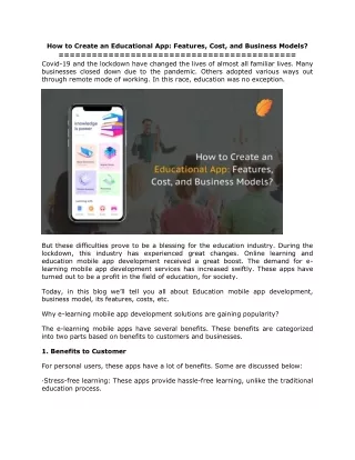 how to create an educational app features cost