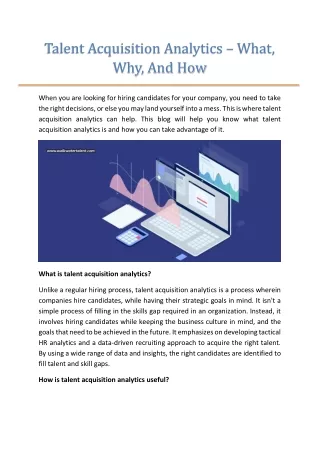 talent acquisition analytics what why and how