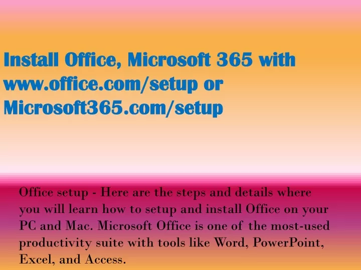 install office microsoft 365 with www office