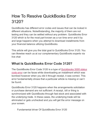 how to resolve quickbooks error 3120
