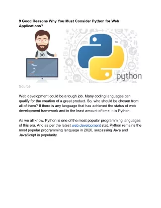 9 good reasons why you must consider python
