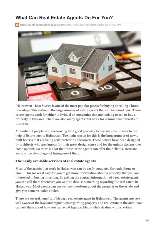 what can real estate agents do for you