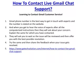 How To Contact Live Gmail Chat Support?