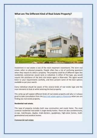 what are the different kind of real estate
