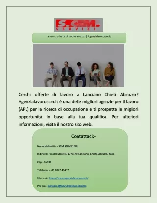 annunci offerte di lavoro abruzzo | Agenzialavoroscm.it