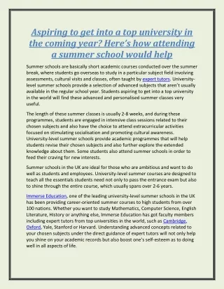 aspiring to get into a top university