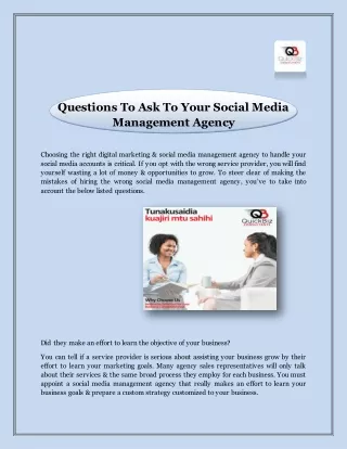 Questions To Ask To Your Social Media Management Agency