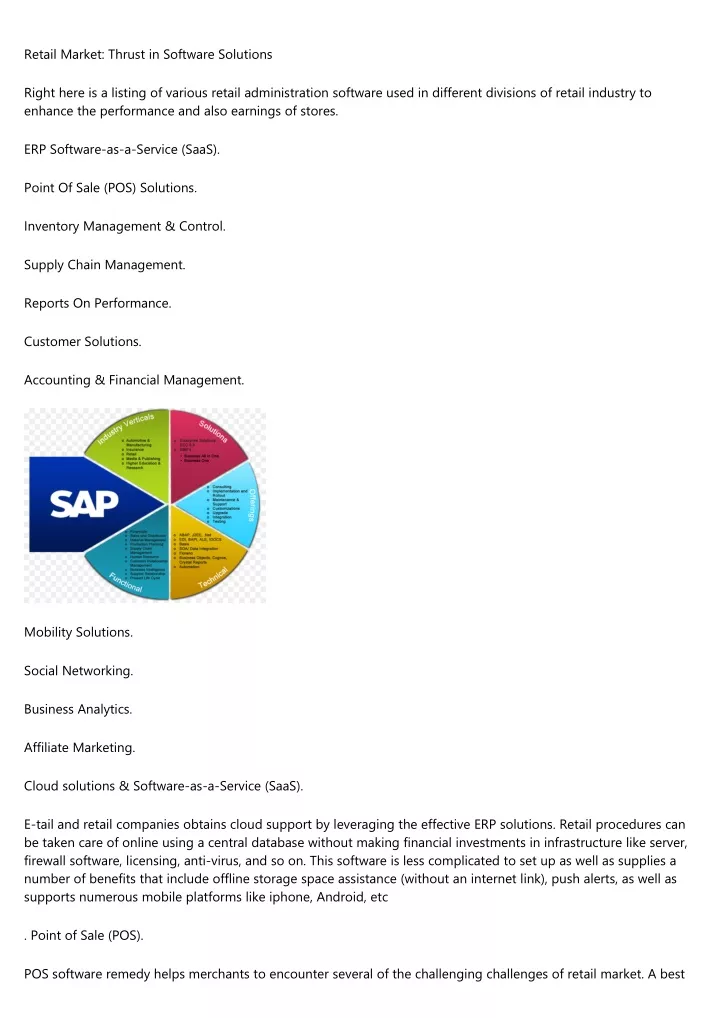 retail market thrust in software solutions