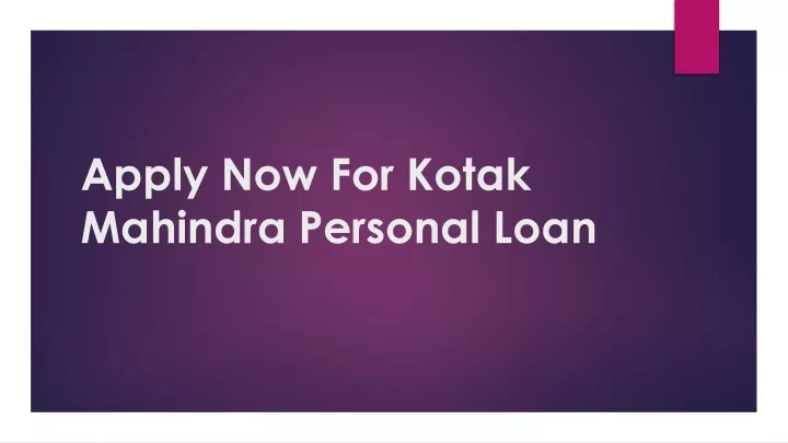 apply now for kotak mahindra personal loan