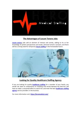 the advantages of locum tenens jobs