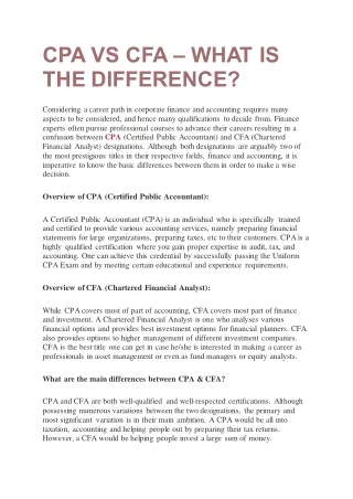 CPA VS CFA – WHAT IS THE DIFFERENCE