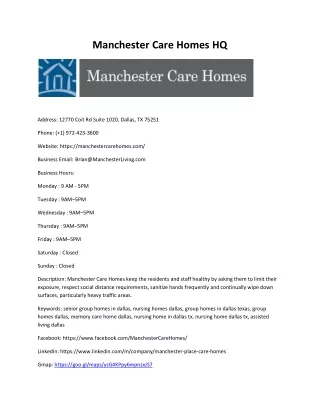 Manchester Care Homes HQ
