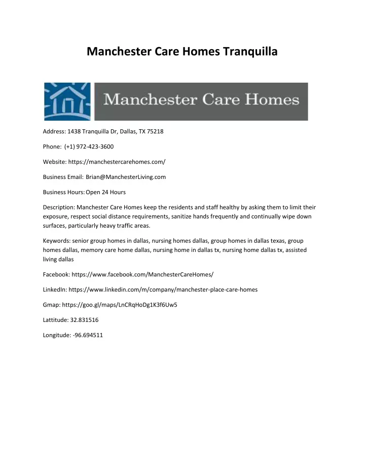 manchester care homes tranquilla