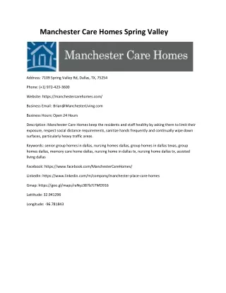 Manchester Care Homes Spring Valley