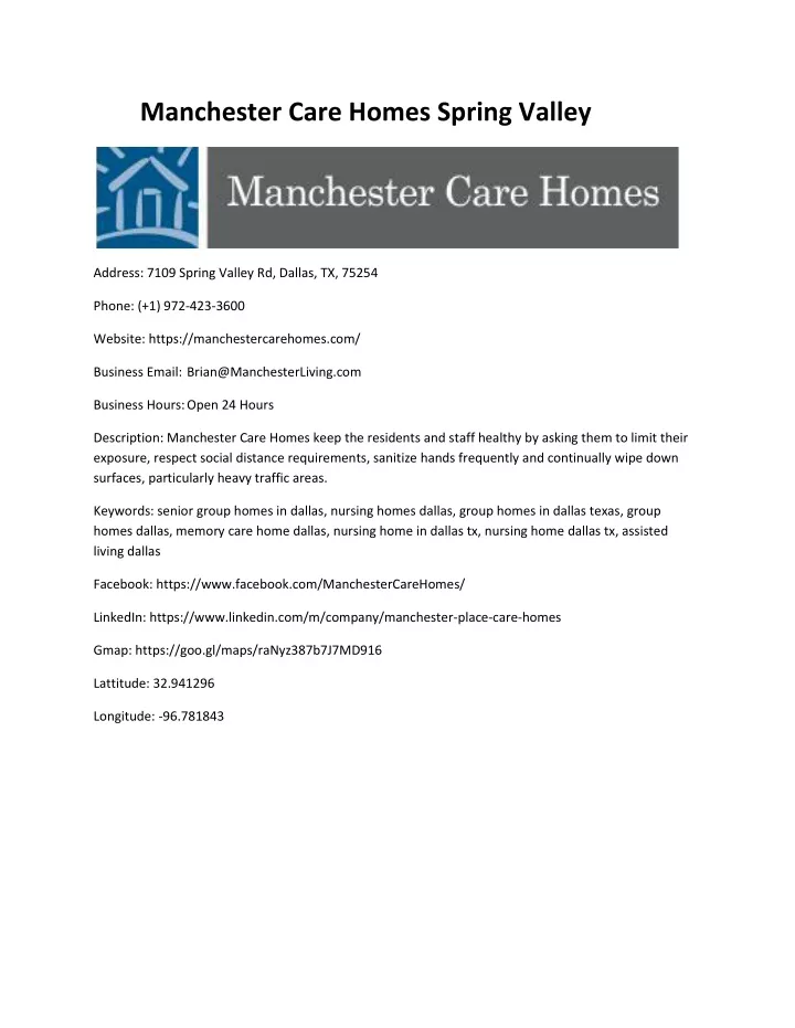 manchester care homes spring valley