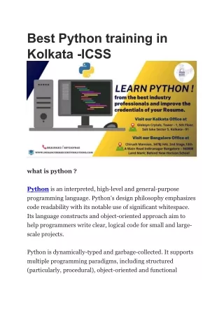 best python training in kolkata icss