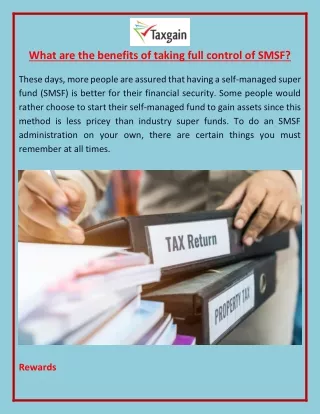 What are the benefits of taking full control of SMSF