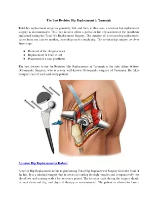 The Best Revision Hip Replacement in Tasmania