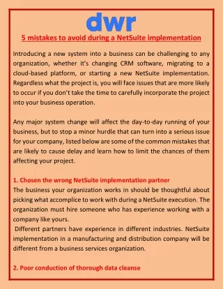 5 mistakes to avoid during a NetSuite implementation