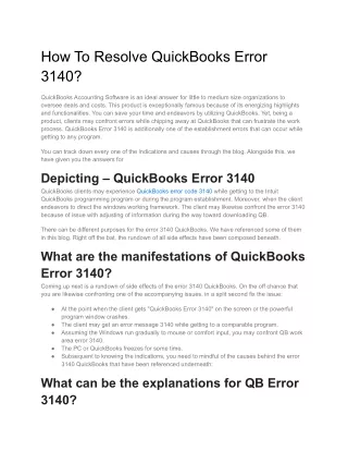 how to resolve quickbooks error 3140