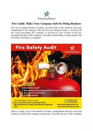 TheSafetyMaster Fire Safety Audit Inventiva Article