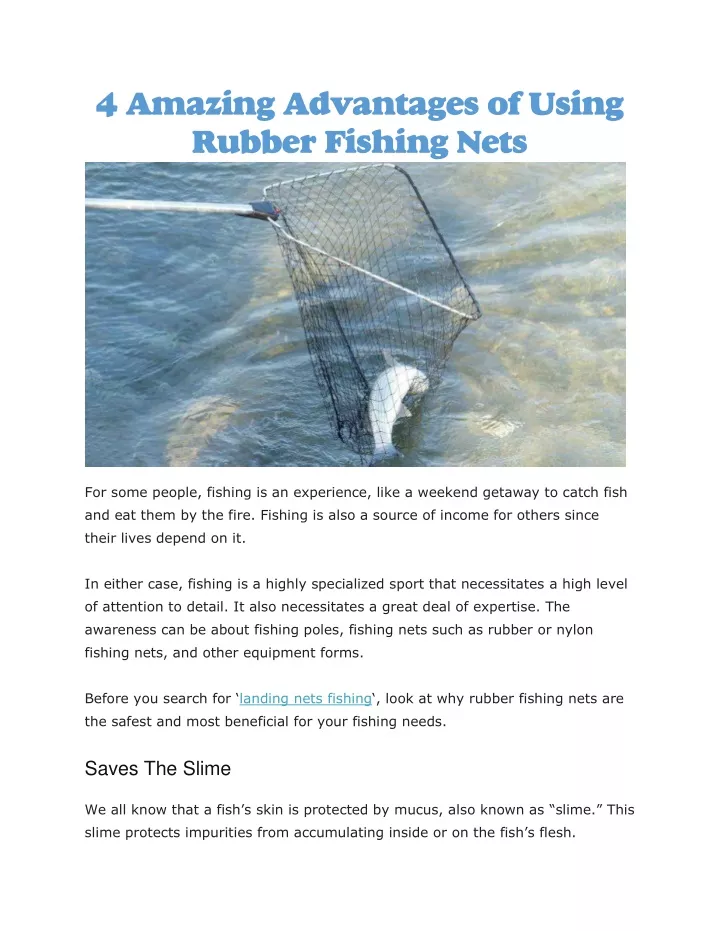 4 amazing advantages of using rubber fishing nets